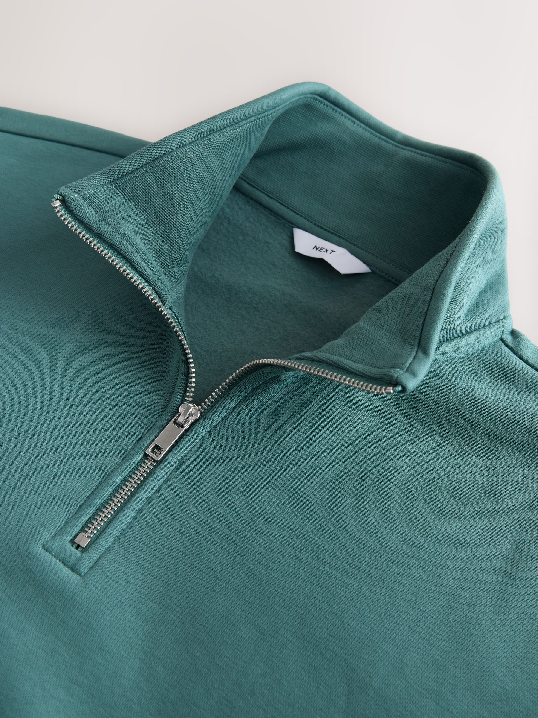 Buy Teal Blue Quarter Zip Cotton Rich Jersey Sweatshirt from Next USA
