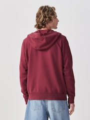 Berry Red Heavyweight Washed Zip Through Hoodie - Image 4 of 8
