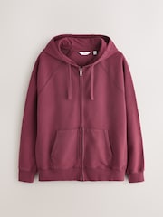 Berry Red Heavyweight Washed Zip Through Hoodie - Image 8 of 8