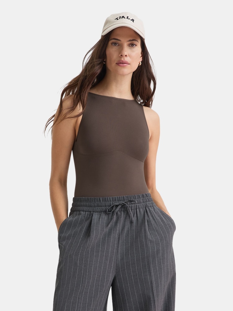 TALA Brown 365 Contour Sleeveless Boat Neck Bodysuit - Image 1 of 3