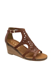 Ravel de cunha de couro Sandals - Imagem 1 de 4
