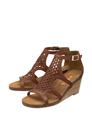 Ravel de cunha de couro Sandals - Imagem 2 de 4