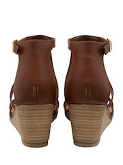 Ravel de cunha de couro Sandals - Imagem 3 de 4