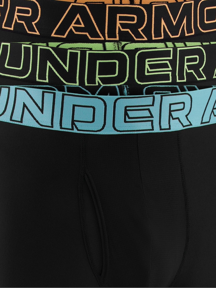 Under Armour Black Tech Print 6 Inch Boxers 3 Pack - Image 3 of 3