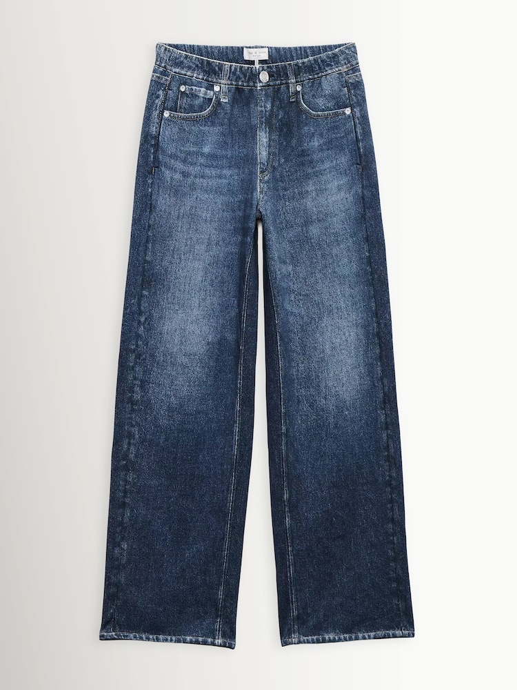 Rag & Bone Blue Miramar Terry Wide Leg Pants - Image 1 of 1