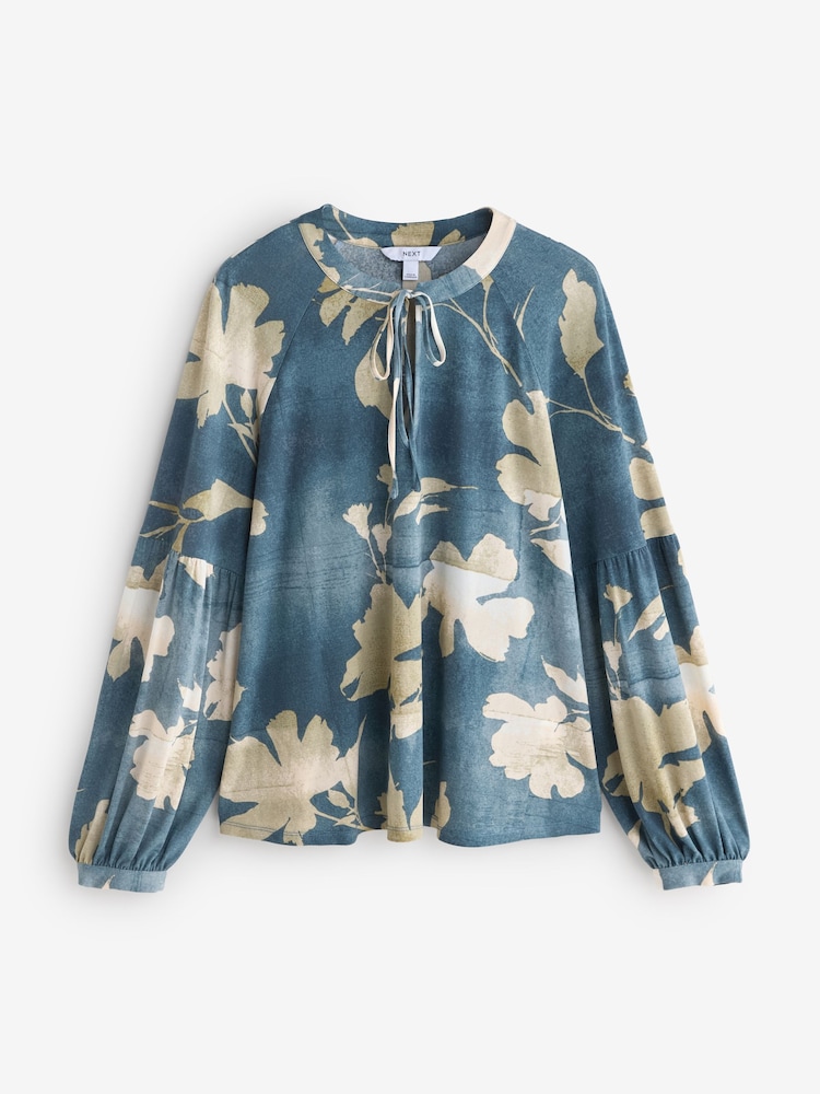 Blue Long Sleeve Floral Blouse - Image 1 of 1