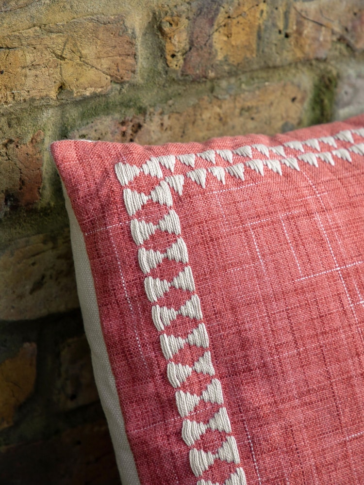 Gallery Direct Orange Suki Embroider Border Apricot Cushion - Image 2 of 4 Gallery Direct Orange Suki Embroider Border Apricot Cushion - Image 2 of 4