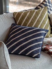 Gallery Direct Blue Freya Stripe Woven Cushion - Image 1 of 5
