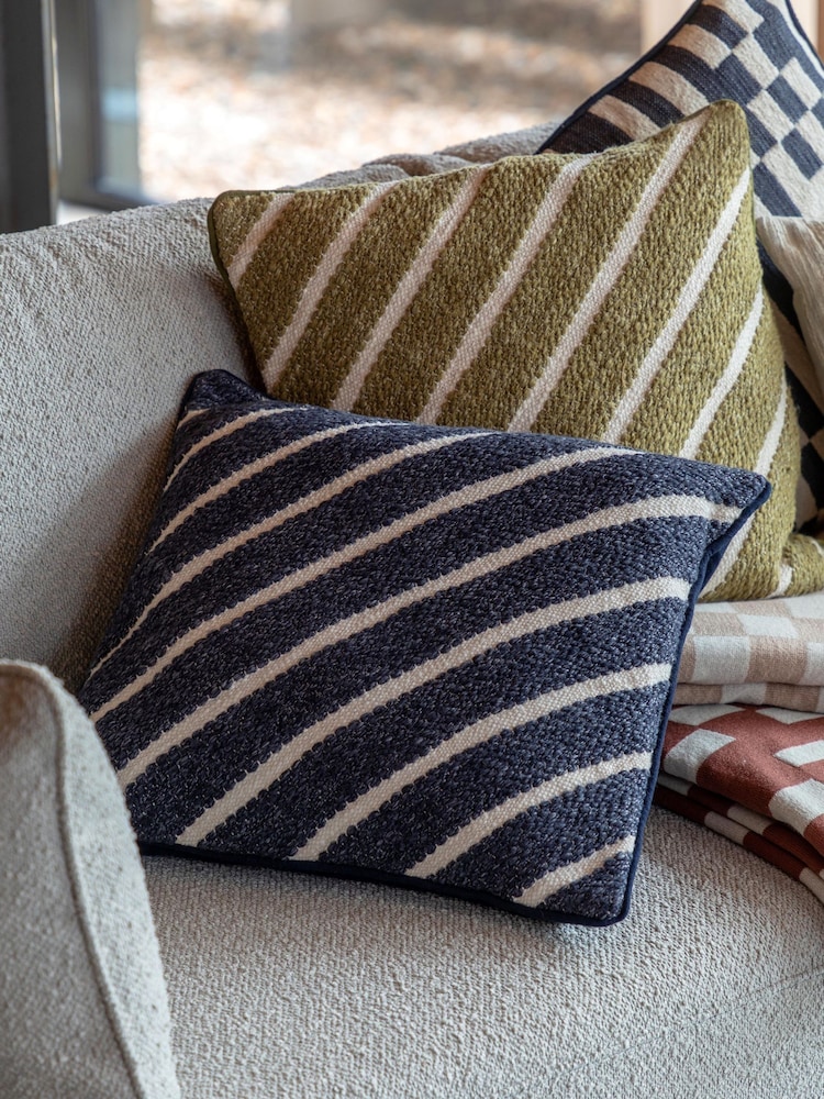 Gallery Direct Blue Freya Stripe Woven Cushion - Image 1 of 5