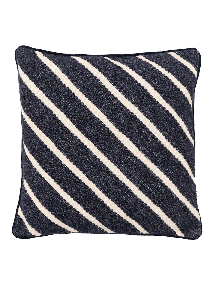 Gallery Direct Blue Freya Stripe Woven Cushion - Image 2 of 5 Gallery Direct Blue Freya Stripe Woven Cushion - Image 2 of 5