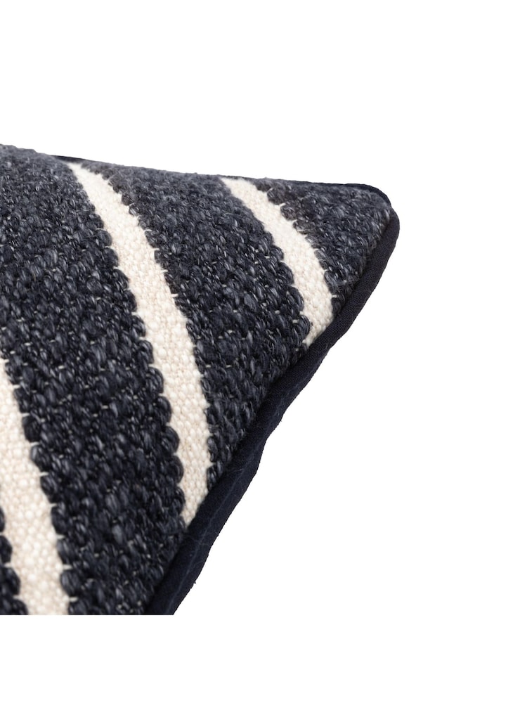 Gallery Direct Blue Freya Stripe Woven Cushion - Image 5 of 5 Gallery Direct Blue Freya Stripe Woven Cushion - Image 5 of 5