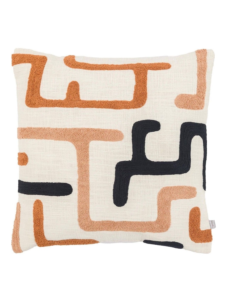 Gallery Direct Orange Lior Embroidered Nutmeg Cushion - Image 1 of 4