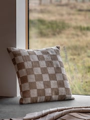 Gallery Direct Taupe Marden Check Woven Cushion - Image 1 of 5