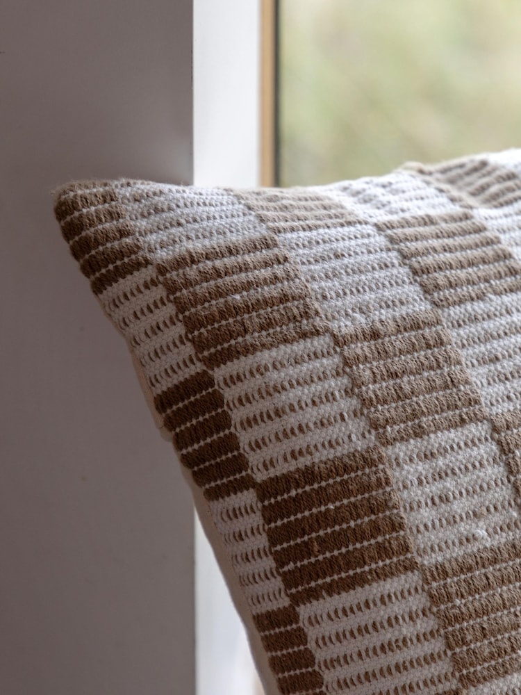 Gallery Direct Taupe Marden Check Woven Cushion - Image 2 of 5
