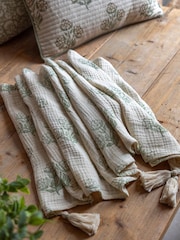 Gallery Direct Green Inez Gauze Floral Print Throw - Image 1 of 4