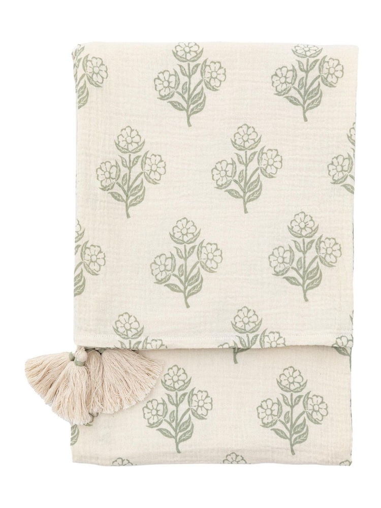Gallery Direct Green Inez Gauze Floral Print Throw - Image 4 of 4