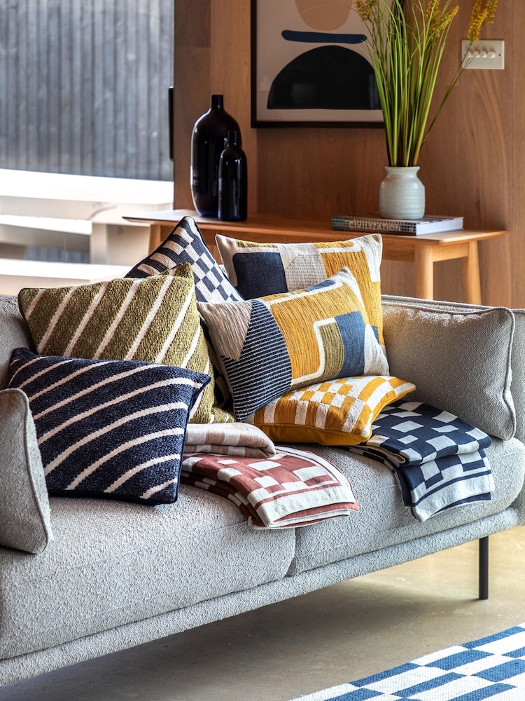 Gallery Direct Green Freya Stripe Woven Cushion - Image 5 of 5