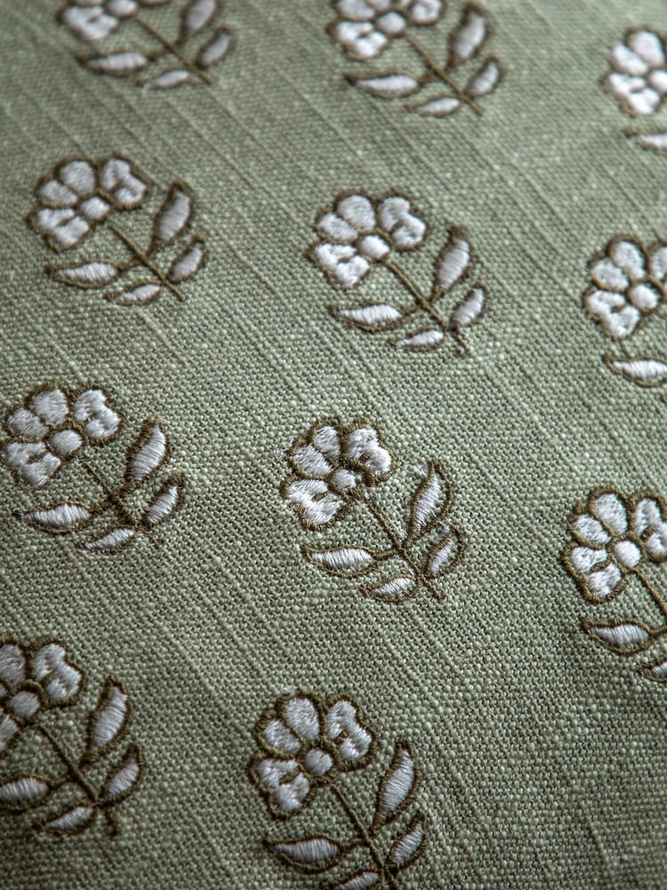 Gallery Direct Green Norley Embroider Floral Cushion - Image 2 of 5