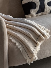 Gallery Direct Cream Mira Border Waffle Throw - Image 1 of 5
