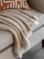 Gallery Direct Cream Mira Border Waffle Throw - Image 2 of 5