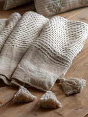 Gallery Direct Taupe Nara Textured Stripe Throw - Image 1 of 2