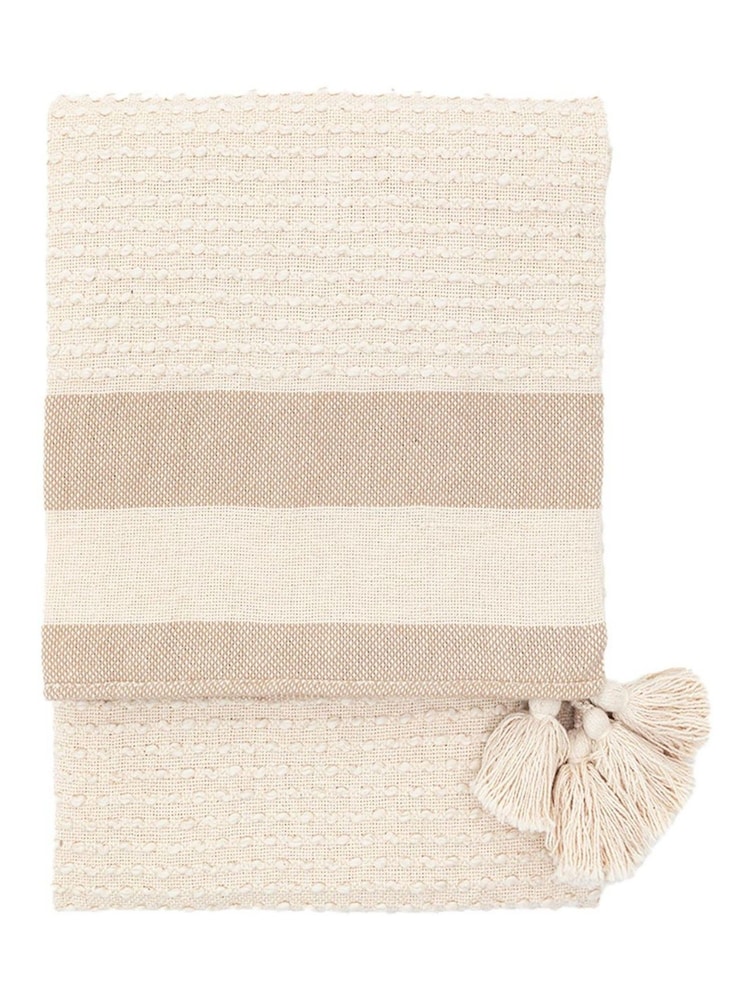 Gallery Direct Taupe Nara Textured Stripe Throw - Image 2 of 2 Gallery Direct Taupe Nara Textured Stripe Throw - Image 2 of 2