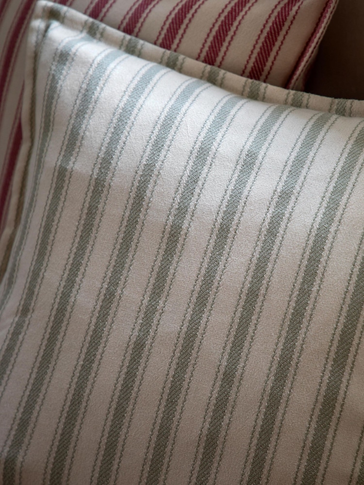 Gallery Direct Green Epsom Woven Stripe Cushion - Image 2 of 3 Gallery Direct Green Epsom Woven Stripe Cushion - Image 2 of 3