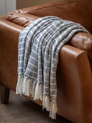 Gallery Direct Blue Ryton Stripe Throw - Image 1 of 3