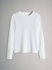 The Set 4 Pack Long Sleeve Ribbed T-Shirts Chocolate Brown/Light Blue/Stripe/White - Image 2 of 6