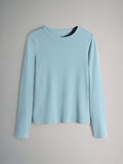 The Set 4 Pack Long Sleeve Ribbed T-Shirts Chocolate Brown/Light Blue/Stripe/White - Image 3 of 6