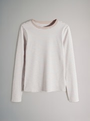 The Set 4 Pack Long Sleeve Ribbed T-Shirts Chocolate Brown/Light Blue/Stripe/White - Image 4 of 6