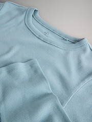 The Set 4 Pack Long Sleeve Ribbed T-Shirts Chocolate Brown/Light Blue/Stripe/White - Image 6 of 6