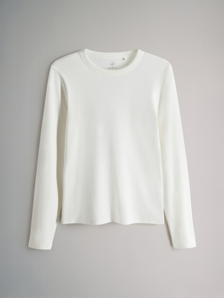 The Set Brown/Pink/White/Stripe 5 Pack Ribbed Long Sleeve T-Shirts - Image 2 of 6