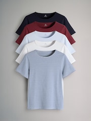 The Set 5 Pack Short Sleeve Fitted Crew Neck T-Shirts Red/Navy/Stripe/Light Blue/White - Image 1 of 6