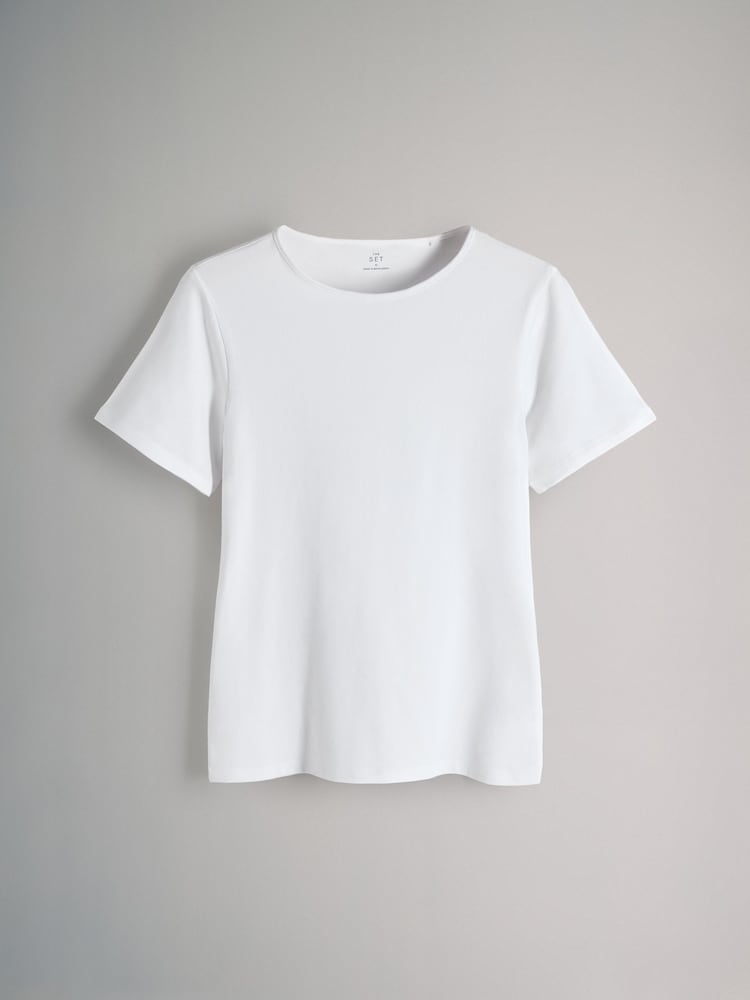 The Set 5 Pack Short Sleeve Fitted Crew Neck T-Shirts Red/Navy/Stripe/Light Blue/White - Image 2 of 6 The Set 5 Pack Short Sleeve Fitted Crew Neck T-Shirts Red/Navy/Stripe/Light Blue/White - Image 2 of 6