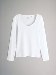 The Set Navy/Light Blue/Stripe/White 4 Pack Scoop Neck Long Sleeve Ribbed T-Shirts - Image 5 of 6