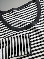 The Set Navy/Light Blue/Stripe/White 4 Pack Scoop Neck Long Sleeve Ribbed T-Shirts - Image 6 of 6