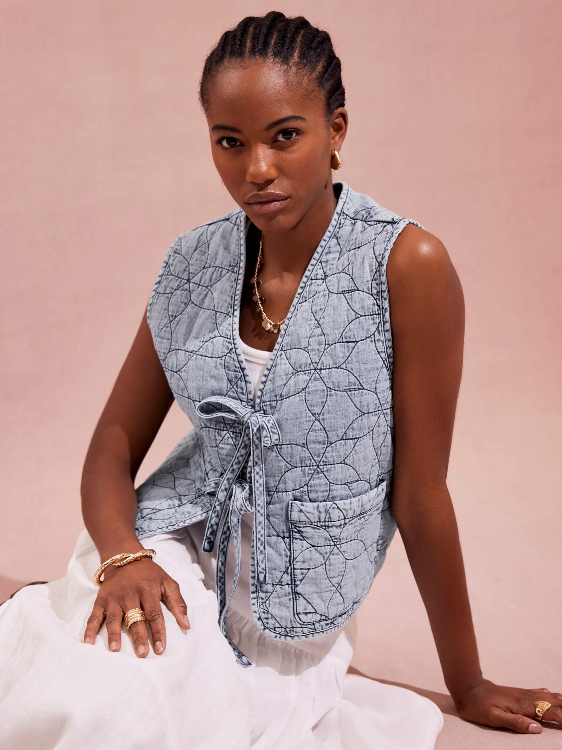 Buy Mint Velvet Blue Quilted Tie Front Gilet from Next Turkey