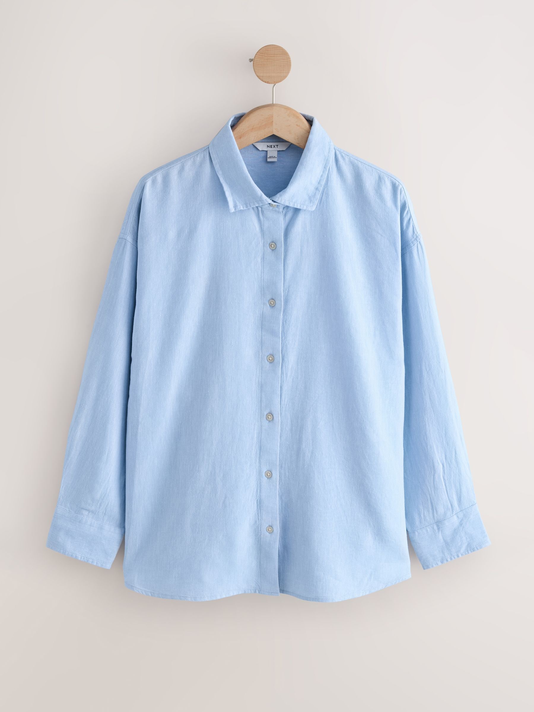 Buy Chambray Blue Linen Blend Long Sleeve Shirt from Next USA