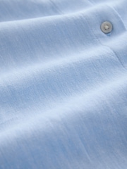 Chambray Blue Linen Blend Long Sleeve Shirt - Image 8 of 9