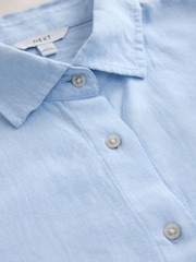 Chambray Blue Linen Blend Long Sleeve Shirt - Image 9 of 9