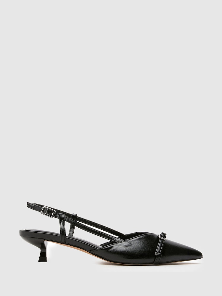 Schuh Sybill Buckle Kitten Print Black Shoes - Image 1 of 4