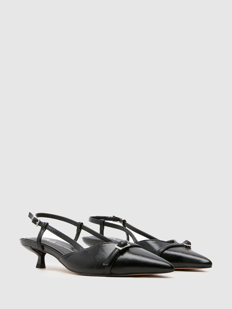 Schuh Sybill Buckle Kitten Print Black Shoes - Image 2 of 4