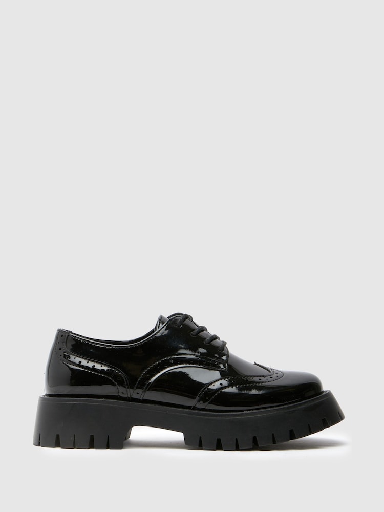 Schuh Laina Chunky Patent Black Brogues - Image 1 of 4