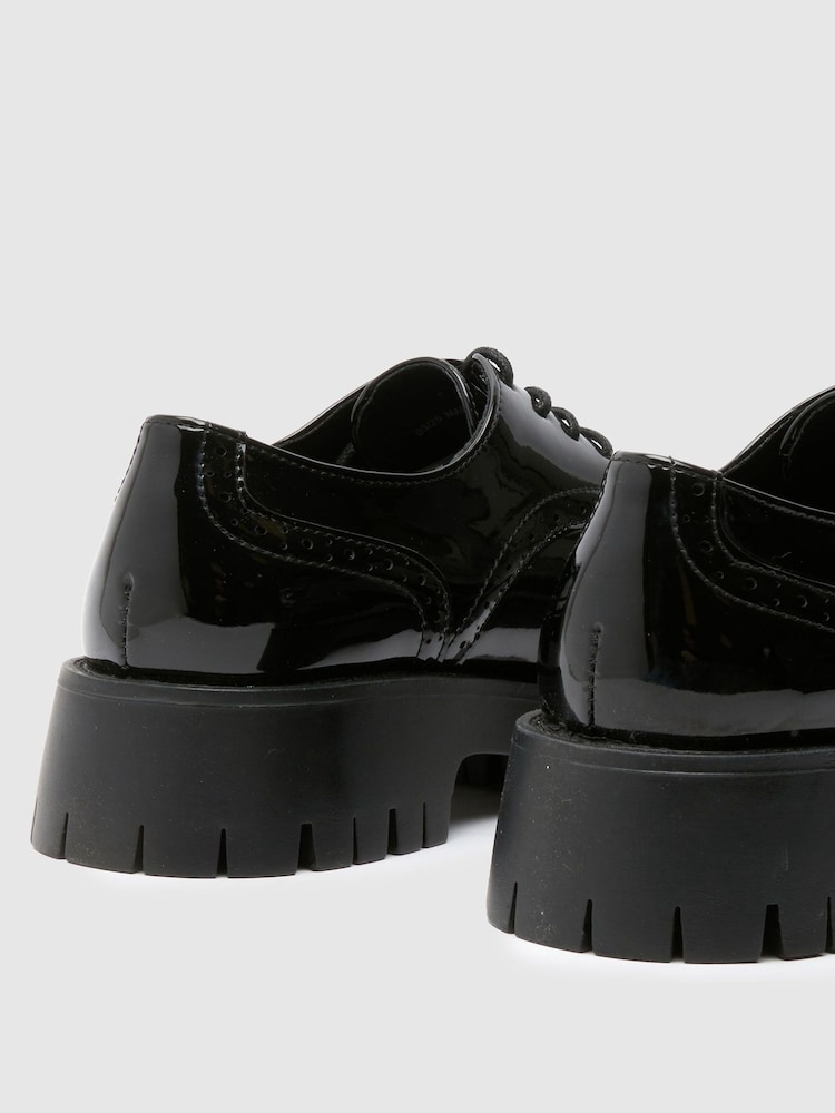 Schuh Laina Chunky Patent Black Brogues - Image 4 of 4