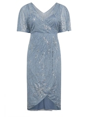 Yours Curve Blue Luxe Embellished Wrap Maxi Dress - Image 5 of 5