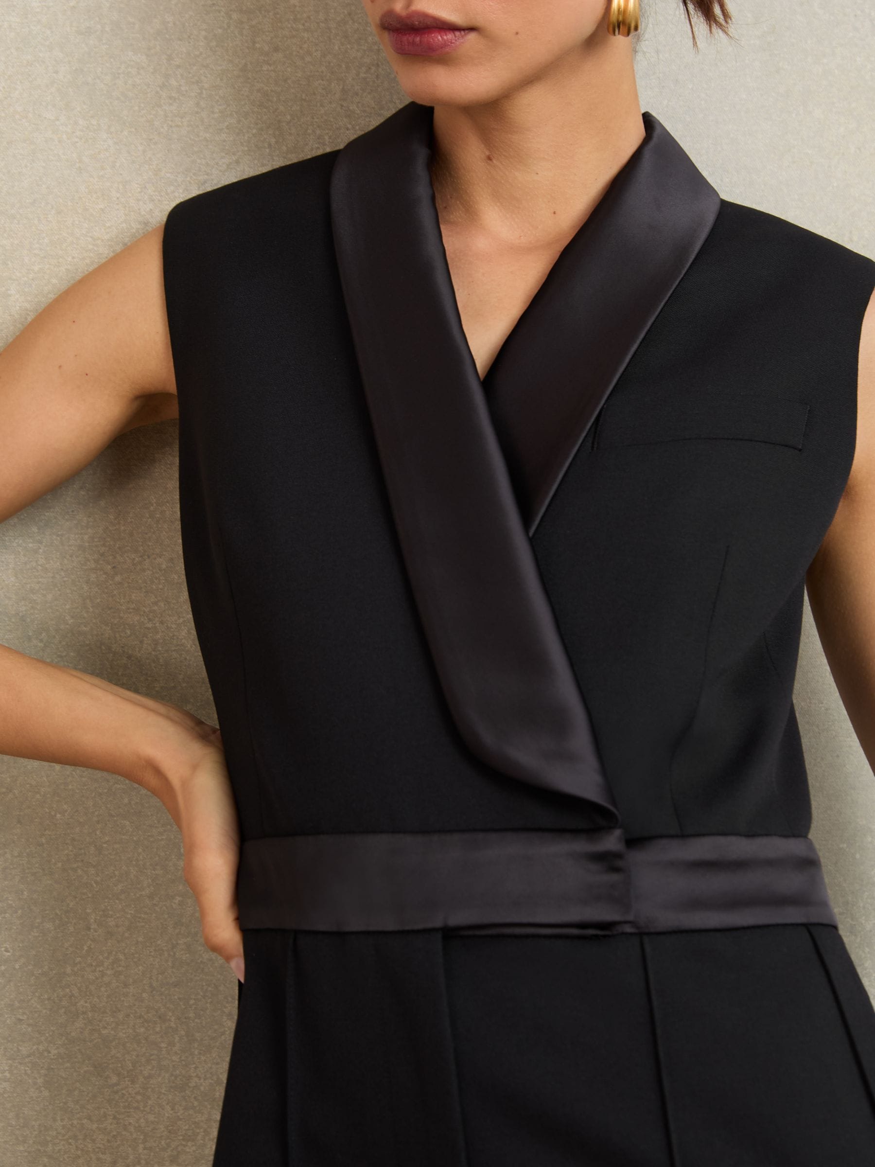 Buy Reiss Black Gaia Atelier Wide-Leg Tuxedo Jumpsuit from Next