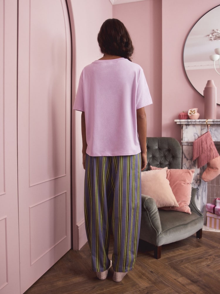 Purple Stripe Short Sleeve Pyjamas - Image 2 of 9 Purple Stripe Short Sleeve Pyjamas - Image 2 of 9