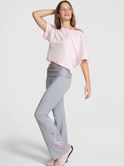 Victoria's Secret Pink Grey Leopard Foldover Flares Leggings - Image 1 of 2