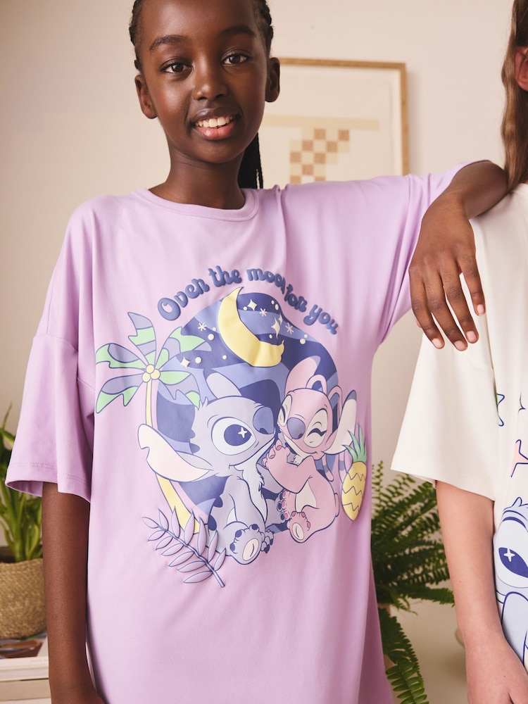 Lilac/Ecru Lilo and Stitch Nighty 3 pack (3-14yrs) - Image 4 of 4